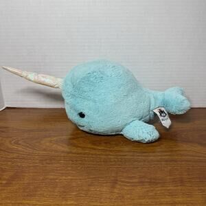 Jellycat Narwhal Aqua Blue Silver Horn 13”